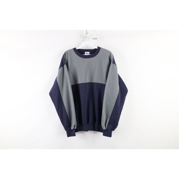 Vintage Other - Vintage 90s Streetwear Mens Large Faded Color Block Crewneck Sweatshirt Blue